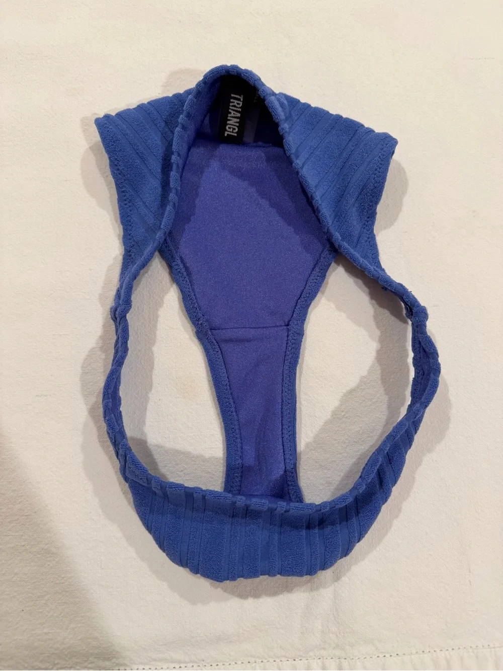 Triangl swimwear Ribbed Cobalt Blue Bandeau Bikini Set. SMALL bottom MEDIUM top.